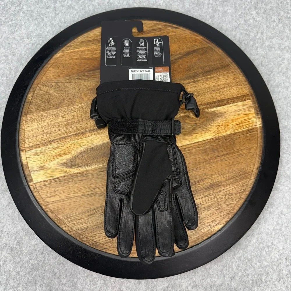 Harley Davidson Gloves Women's Small Optimal Mixed Media Gauntlet Black